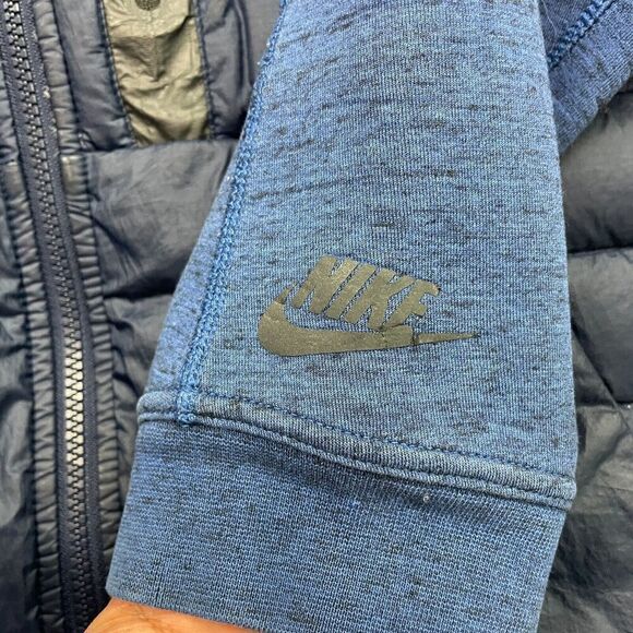 Nike Jacket Mens Medium Blue Tech Fleece Puffer Goose Down Hooded Zip - Picture 3 of 16